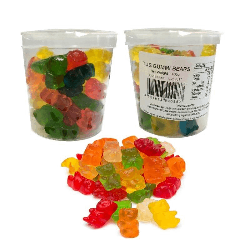Troli Tubs Gummy Bears Lollies Cups 100g